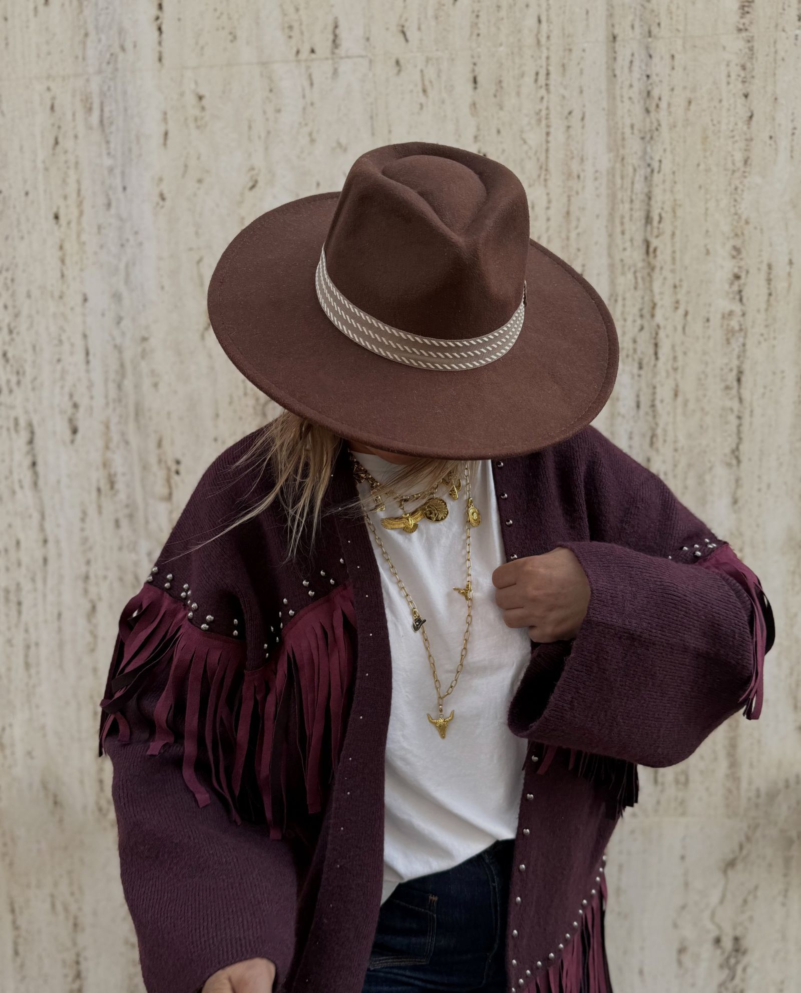 Gilet maille franges